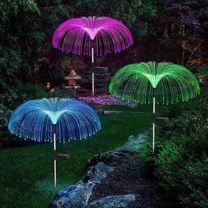 Multicolor IP65 Waterproof Outdoor Party LED Fiber Optic Jellyfish Light Solar Powered Lamp for Yard & Pathway