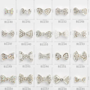 Wholesale Style Nail Jewelry Accessories 3D Metal Alloy Gold Zircon Luxury Nail Charms in Bulk Rhinestone for Nail Art CC