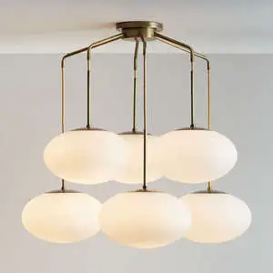 Yihao Indoor Bedroom Kitchen Brass Pendant Milk Glass Shades Corridor LED Hanging Light Fixture Chandeliers Pendant Lights