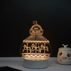 Valentine's Promotion Gifts Custom 3D Creative Lights Traditional DC Powered Eco-Friendly Acrylic LED Illusion Night Table Lamp