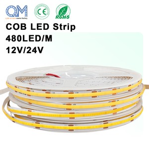 High Brightness Dotless COB LED Strip Light 24V 5M Cuttable Flexible Tape for Kitchen Cabinet