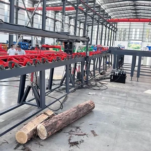 Hydraulic Chain Saw Line With Log Infeed Deck Heavy Logs 650mm Diameter Cross Cutting Off Saw