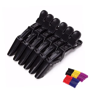 MIO 5 Pack Custom Logo Wide Teeth Double Hinged Design Styling Sectioning Crocodile Alligator Clips for Professional Hair Salon
