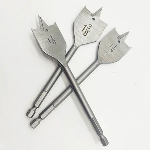 Factory Made Spade Drill Bit Wood Flat Drill Bits Set 1-1/8 to 1-3/4 Woodworking Set for Drilling Hole Metal Wooden