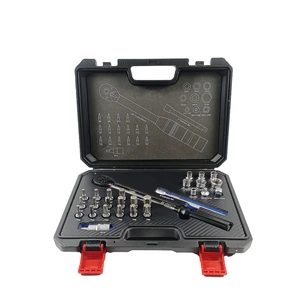 High-Precision Adjustable Carbon Steel Torque Wrench Set for Bicycle Repair Spark Plug Socket Hard Case Hand-Powered Black