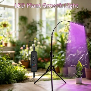 USB Full-spectrum Foldable Tripod LED Plant Growth Lamp, with Timing Dimming, Suitable for Indoor Plants and Flowers