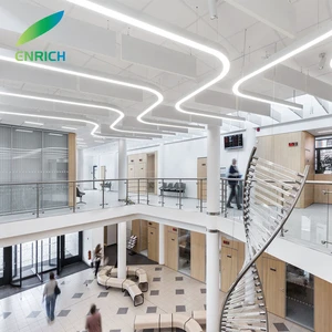 Curved Corner Aluminum LED Pendant Light Linear Luminaires with Customized Design for Indoor Lighting