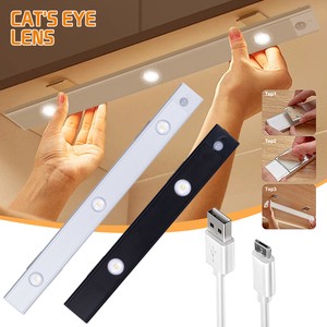 Smart Technology USB Charging Port Kitchen Under Lighting Fixtures 3W 30cm Side-press Key Peephole Light LED Cabinet Lamp