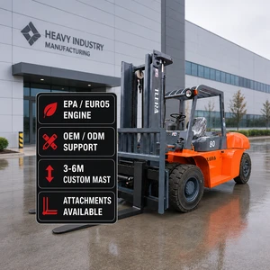 China EPA Euro 5 Standard 6 Ton 7 Ton 8 Ton Hydraulic Forklift Truck With Side Shift Diesel Forklift