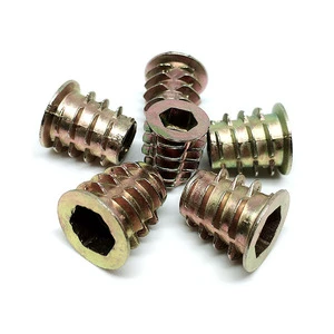 M6 M8 Zinc Plated Zinc Alloy Wood Furniture Threaded Insert Nut With Hex Socket Flange CLASS 4 GB Standard