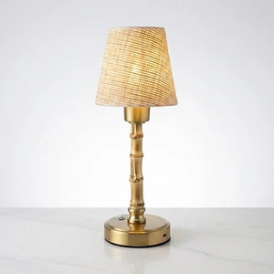 Rechargeable Hospitality Lighting Cordless LED Vintage Bamboo Design Luxury Table Lamp For Hotel Restaurant Wedding Event Decor