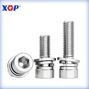 304 Stainless Steel Cup Head Hexagonal Three-combination Screw Cylindrical Belt Washer Screw Combination Bolt M4M5M6M8M10