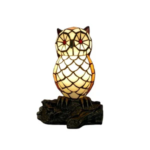 Cute Owl Lamp Cute Animal Shape Table Lamp Night Light Stained Glass LED Modern Nordic Lamp