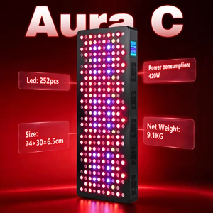 Sunsred Aura C 252 Leds 9 Wave 460nm 580nm Red and NIR Red Light Therapy Panel for Skin Beauty, Hair Regrowth and Wellness