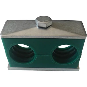 Light Duty Double Hole Plastic Pipe Clamp Carbon Steel Hardware Accessories Sturdy Durable Industrial Machinery Pipeline Fitting