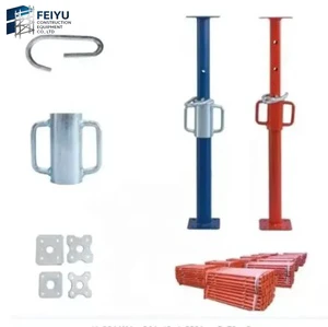 Adjustable Steel Prop With U Head & Flower Base Plate, Slab Concrete Temporary Shoring Jack Scaffolding Support Post