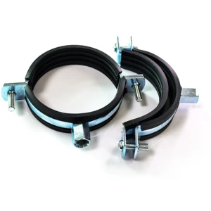 RK PCWR-07 Industrial Heavy Duty Clamp Metric Hose Clamp Metal M8 Bolt Adjustable Split Suspension Pipe Rubber Lined Galvanized