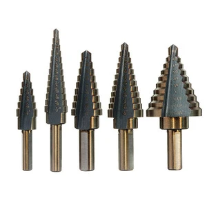 Multipurpose 5pcs HSS Inch Size Step Drill Bit Set High Speed Steel Drill Bits with Aluminium Case