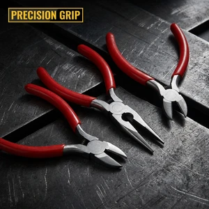 5 Inch Metric Auto Repair DIY Pliers Set Carbon Steel Serrated Jaw Industrial Grade Needle Nose Wire Pliers Smooth