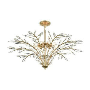 Foyer Dining Table Luxury Gold Leaf Crystal Chandelier Modern Nordic Bedroom Luxury Indoor Branches Tree Pendant Lights