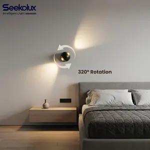 Modern LED Wall Lamp 10W Bedside Lamp Minimalist 320° Rotation Up&Downlight Lighting Dimmable for Living Room TV Backdrop Hotel