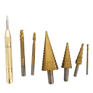 6-Piece Carbide Drill Bits Set Serrated Step Drill Bits for Steel Pin Punching Machine Tool Applications