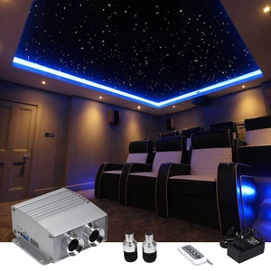 High Brightness Aluminum Twin Port 2*12W DC12V RGBW LED Fiber Optic Star Ceiling Light DMX512/App Control Water-Resistant