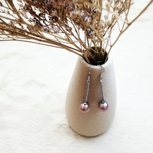 Spot New Products Freshwater Pearl Earring Silver With Round Shape Drop Earrings for Women's Jewelry Earrings