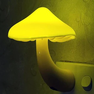 Novel Colorful Mushroom LED Night Light with Sensor Control Yellow LED Light WhitebBedroom Bathroom/kitchen/cute
