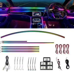 Upgrade Acrylic Guide Fiber Streamer LED Car Ambient Lighting Universal LED Interior Hidden Decoration Lights 6/10/18/19 In 1