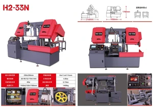 H2-33N Hydraulic Metal Band Saw Machine Industrial Cutting Saw with Double Column
