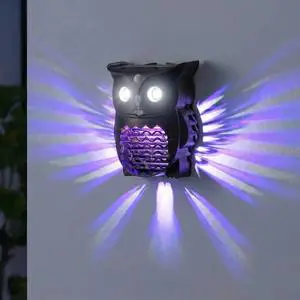 Owl Solar Bug Zapper Outdoor 365nm UV LED Mosquito Killer PIR Motion Sensor IP65 Waterproof Wall Light 3 Modes Garden Security