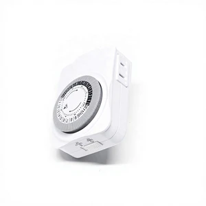24-Hour Mechanical Indoor PVC Outlet Lamp Timer 2 Outlets 1-15A Aquarium Grow Light Electrical Wiring Plug Socket