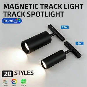 Black-Track Lights Full Spectrum 98 Aluminum COB LED Magnetic Track Light System Recessed Focus Lamp Linear Spotlight