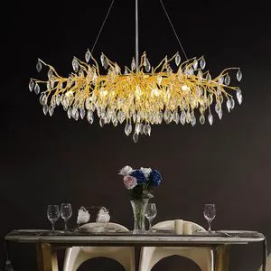 Modern Chandeliers for Dining Room Crystal Chandelier, OvalTree Branch Pendant, Foyer Pendant for Living Room,Bedrooms