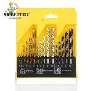 16pcs Multi-Purpose Drill Bit Set Mixed Twist Masonry Wood Bits Completer Drill Set for Metal Wood Concrete All Purpose