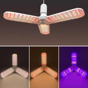 30W LED Grow Light Plant Bulb E26/E27 Full-Spectrum Grow Lamp Foldable 3-Leaf Lamp Hydroponics Garden Greenhouse Houseplants