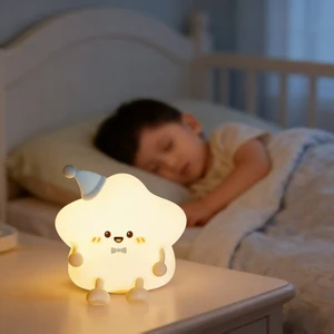 Silicone Night Light Star Lamp Kids Baby Touch Control Rechargeable Dimmable LED Bedroom Nursery Sleep Decor Lighting Gift