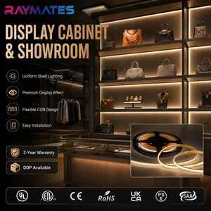 12V DC Cuttable COB LED Strip Light 8mm Bendable Led Light Strip Super Bright Fcob Led Strip Light for Cabinet Showcase Car