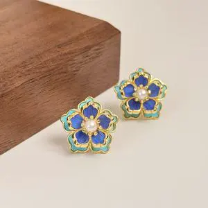 2026 Women's Stud Earrings with Bezel Setting Pearl Trendy Costume Jewelry Fine Earrings Accessories