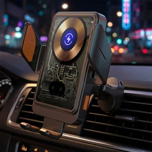 15W OEM Type C Suction Cup ABS Portable Universal Car Phone Holder with Charger Infrared Sensor Wireless Charging