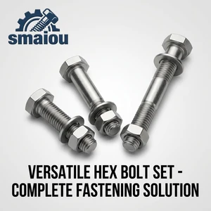 Carbon Steel High Quality Hex Head Bolts DIN Standard Zinc Plated China Fasteners with Washer and 2 Nuts
