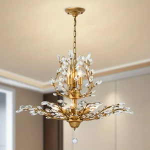 Branch Shaped Nordic Design Retro Candle LED Chandeliers Crystal Chandelier Living Room Pendant Lamps for Ceiling