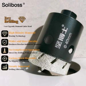 Soliboss M10 M14 Diamond Core Center Drill Bit 40mm 50mm Length Angle Grinder-Specialized Metal Drilling Rock Slabs Dry Diamonds