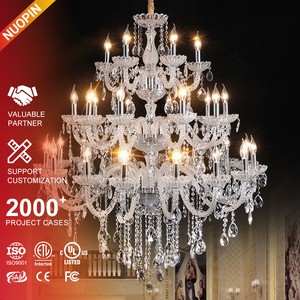 Custom Luxury Extra Large Wedding Banquet Hall Hotel Hanging Pendant Lights Candle Vintage LED Modern Crystal Chandeliers