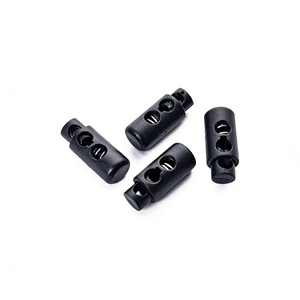 Standard Cylindrical Spring Loaded Cord Locks, Secure Double Hole Plastic Drawstring Toggle Stoppers