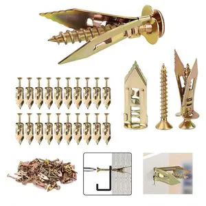 Easy Install Zinc-Plated Metal Self-Drilling Drywall Anchor Removable Expansion Gypsum Board Screw Anchor for Home Renovation