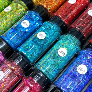 US Warehouses Holographic Chunky Glitter Set 24 Colors Craft Glitter for Resin Crafts Tumbler Nail Body Christmas Sequins Flakes