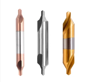Carbide Tungsten Double Head Titanium Plated Center Drill with 120 Point Angle for CNC Lathe Machine Wear Resistant