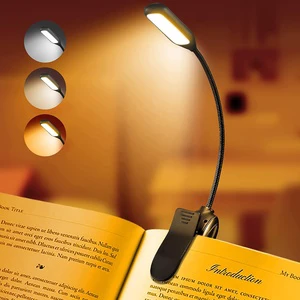 Rechargeable Book Reading Light Eye Caring Adjustable Brightness 3 Color Temperatures USB USB Reading Light for Bed
